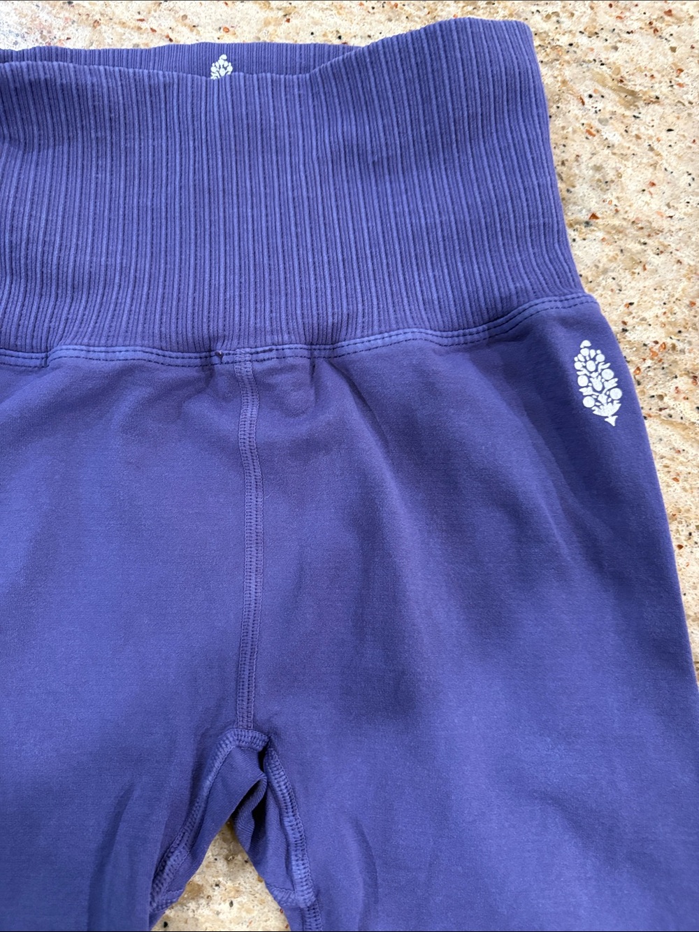 Free People Movement purple Ribbed-Waist Leggings with design down back of legs - Picture 4 of 5